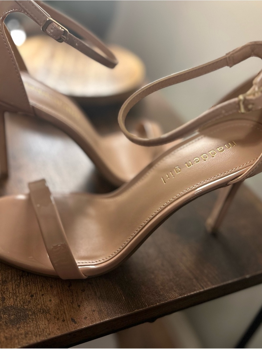 Madden Girl Blush Nude Ankle-Strap Stiletto Sandals